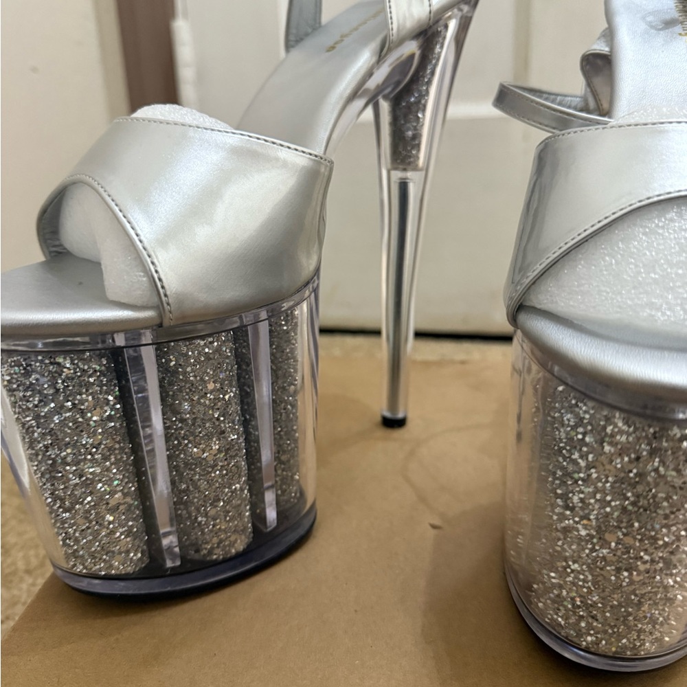 Shimmering Silver Platform Sandals